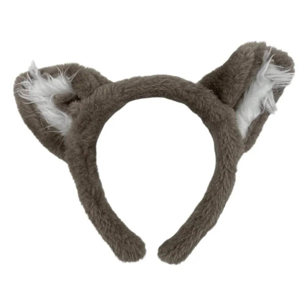 Great Wolf Lodge Ears Faux Fur Headband Gray Kids Youth Halloween Animal Logo